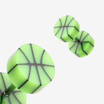 A Pair of Basketball UV Acrylic Faux Gauge Plug Earring-Green